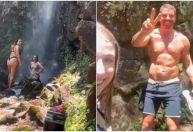 Fãs encontram Cauã Reymond em cachoeira e ator pede para tirarem fotos dele