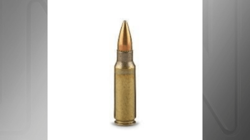 Imagem mostra exemplo de projétil calibre 7,62mm • Reprodução