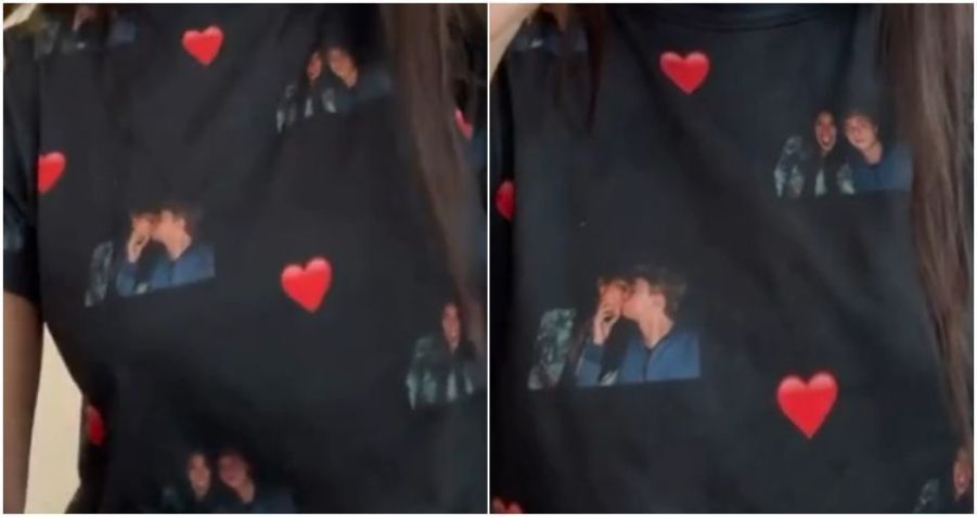 Duda Guerra mostra camiseta estampada com fotos dela e de Benício Huck • Instagram / Duda Guerra