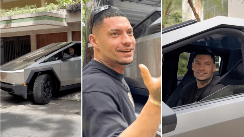 Rapper publicou a chegada do carro na casa dele • Reprodução/Youtube - Filipe Ret