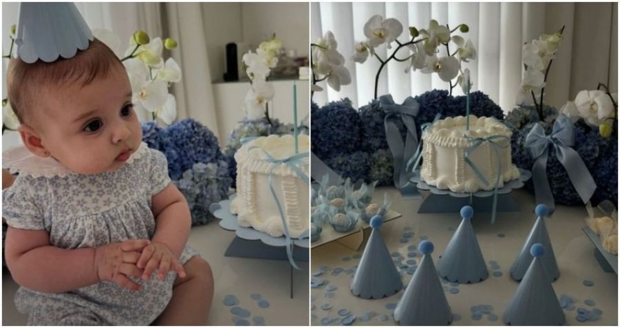 Mesversário de Helena teve o tema todo azul • Instagram / Amanda Kimberlly
