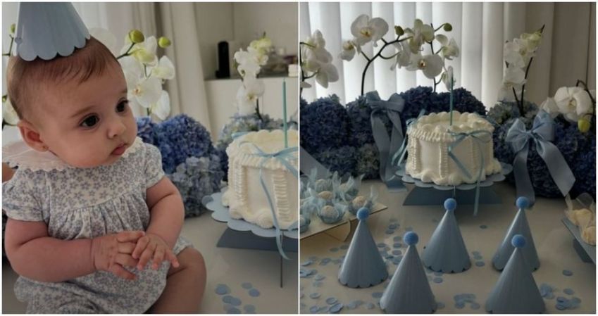 Mesversário de Helena teve o tema todo azul • Instagram / Amanda Kimberlly