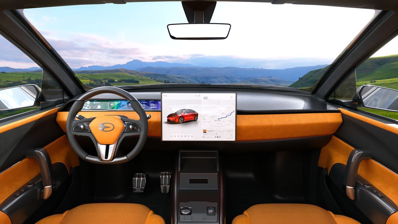 Lecar 459 Híbrido: carro nacional tem interior minimalista e moderno • Divulgação