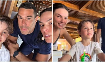 Isis Valverde comemora aniversário do filho ao lado de Marcus Buaiz