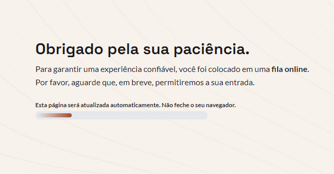 Mensagem sobre a fila para acesso à Vaquinha da Neo Química Arena • Reprodução