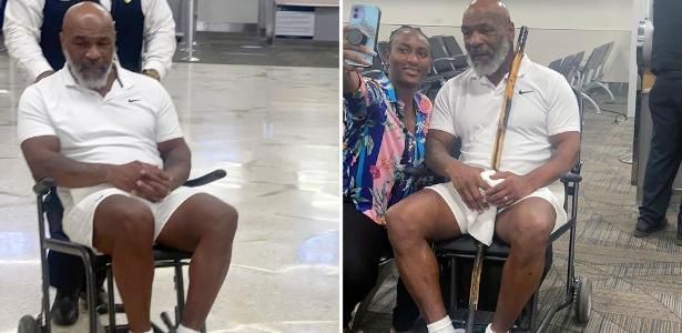 Mike Tyson de cadeira de rodas em Miami • Reprodução / X