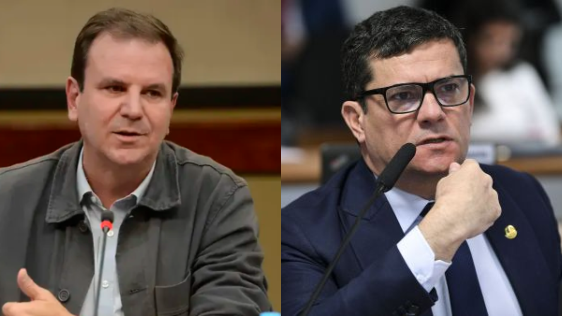 O prefeito do Rio de Janeiro, Eduardo Paes (PSD) e o senador Sergio Moro (União)