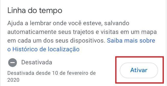 Ative a linha do tempo do Google Maps • Google Maps/Reprodução