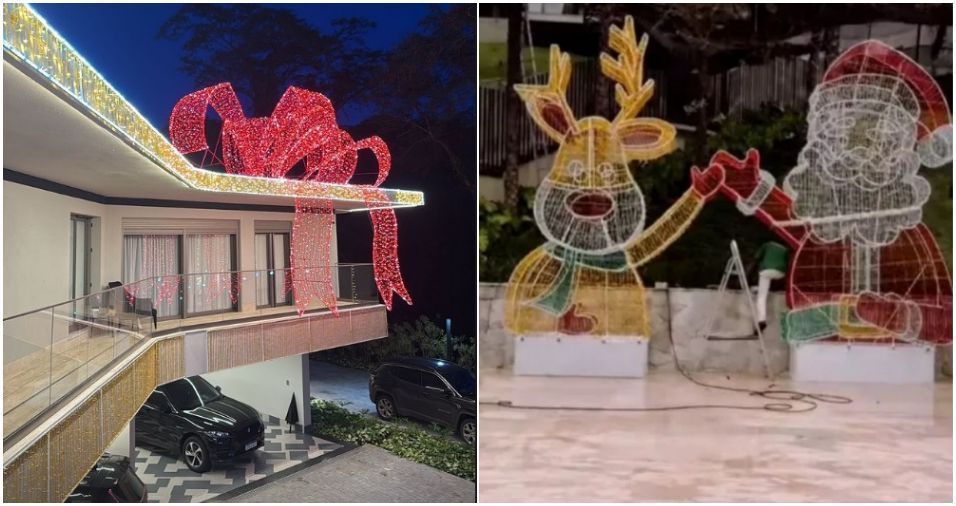 Decoração natalina de Virginia transformou casa em caixa de presente gigante • Instagram / Virginia