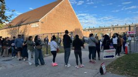 Fila para votação em Washington, nos Estados Unidos