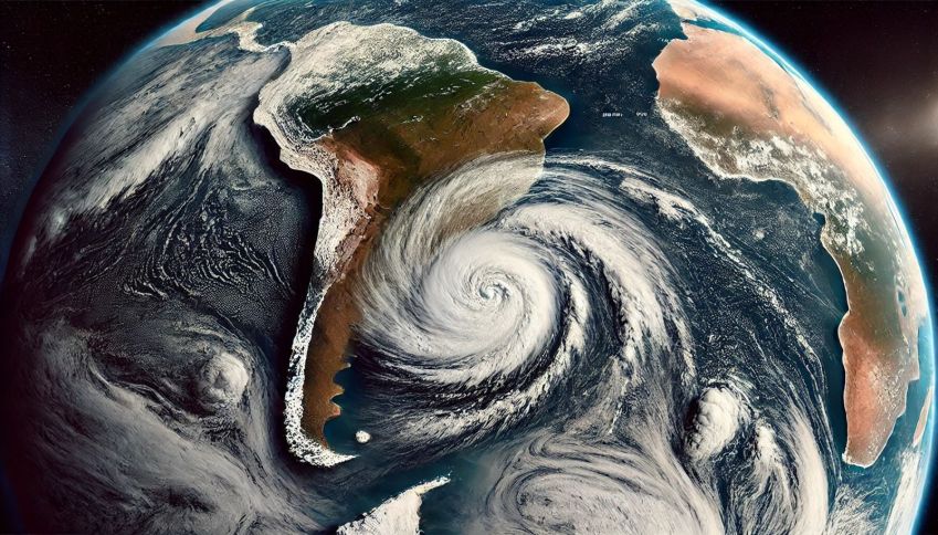 Ciclone bomba, que poderia atingir litoral do Brasil • Reprodução/Climatempo