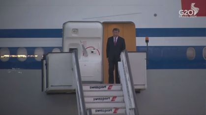 Xi Jinping, presidente da China, desembarca no Rio de Janeiro para o G20