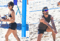 Agatha Moreira e Rodrigo Simas jogam vôlei de praia no Rio; veja fotos