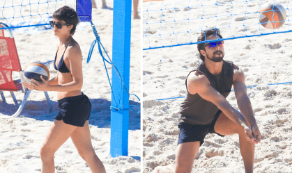 Agatha Moreira e Rodrigo Simas jogam vôlei de praia no Rio; veja fotos