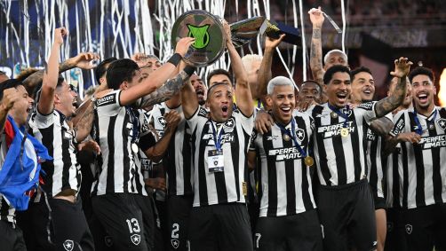Jogadores do Botafogo erguem a taça do Brasileirão