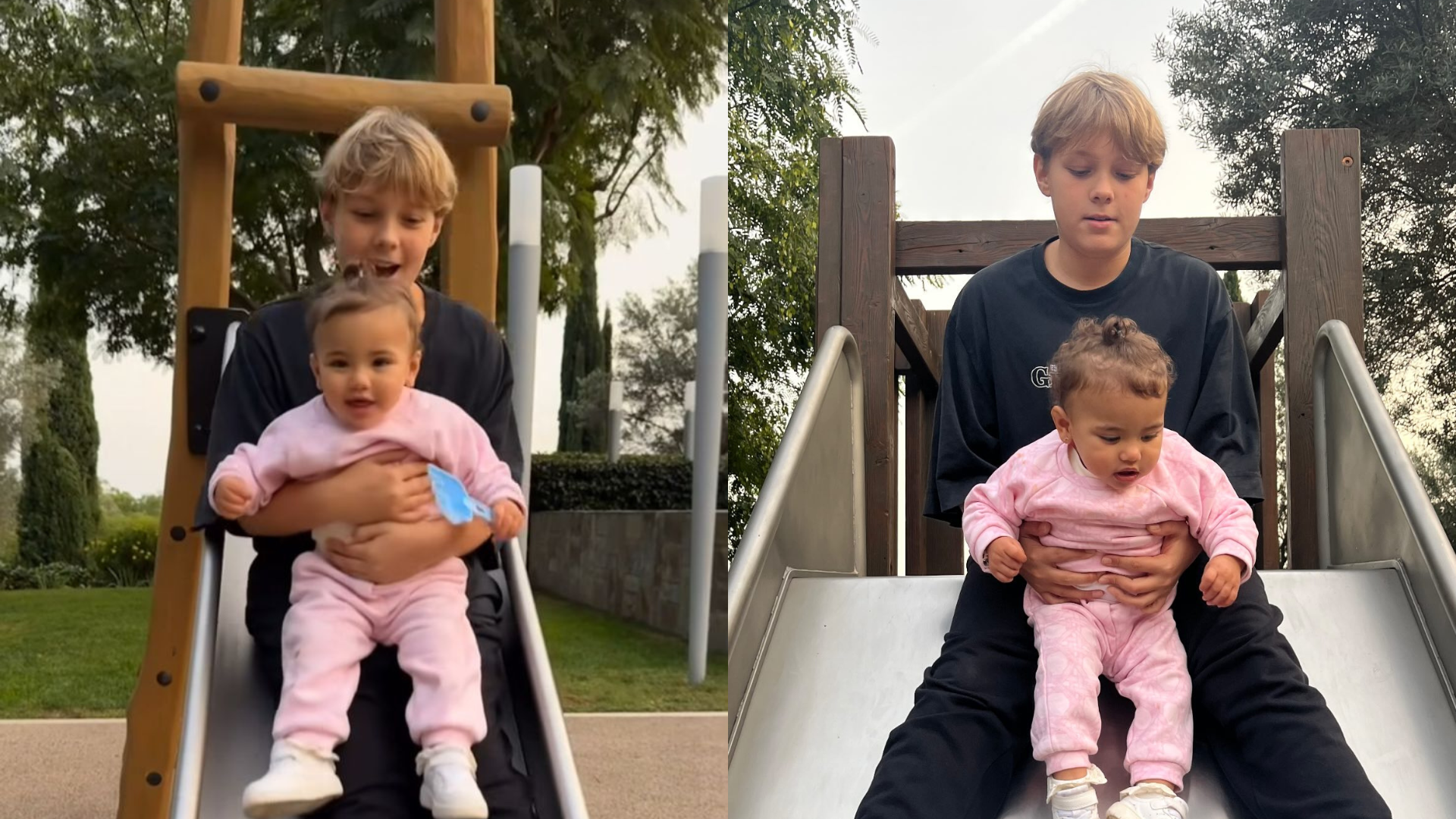 Bruna Biancardi e Carol Dantas registraram momentos de Davi Luca, primogênito de Neymar, brincando com Mavie, filha do meio do jogador de futebol