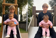 Bruna Biancardi mostra Davi Lucca e Mavie brincando juntos em Barcelona