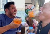 De ressaca após show em navio de Leonardo, Bruno diz: "Não é fácil acompanhar"