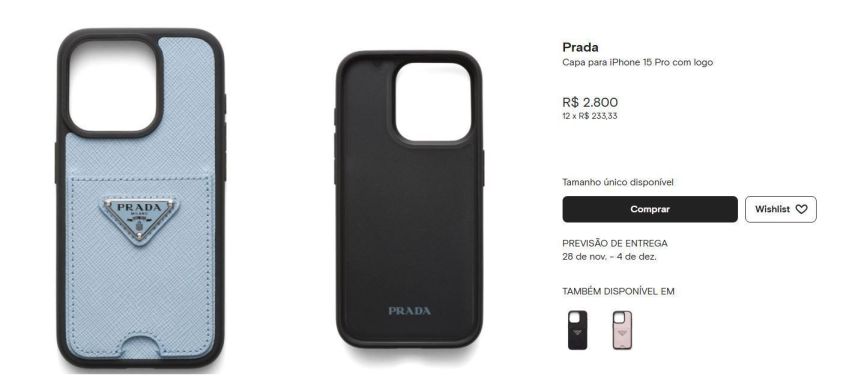 Bruna Biancardi usa capinha da Prada • Reprodução/Farfetch
