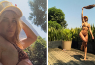 Carolina Dieckmann publica fotos na piscina e rebate críticas ao seu corpo
