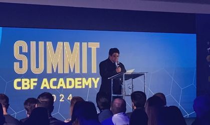 Ednaldo Rodrigues, presidente da CBF, durante o CBF Academy em São Paulo