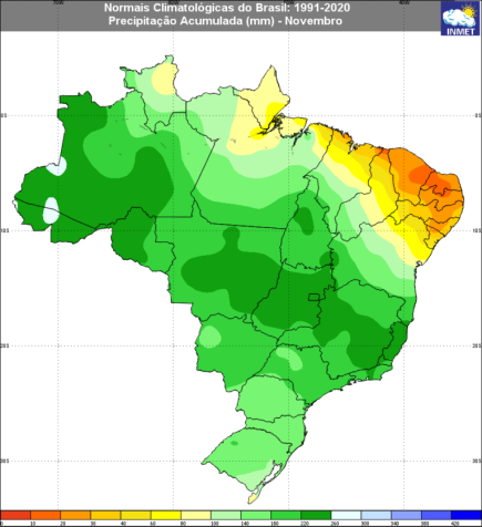 Chuva no Brasil para novembro de 1991 a 2000 • Inmet