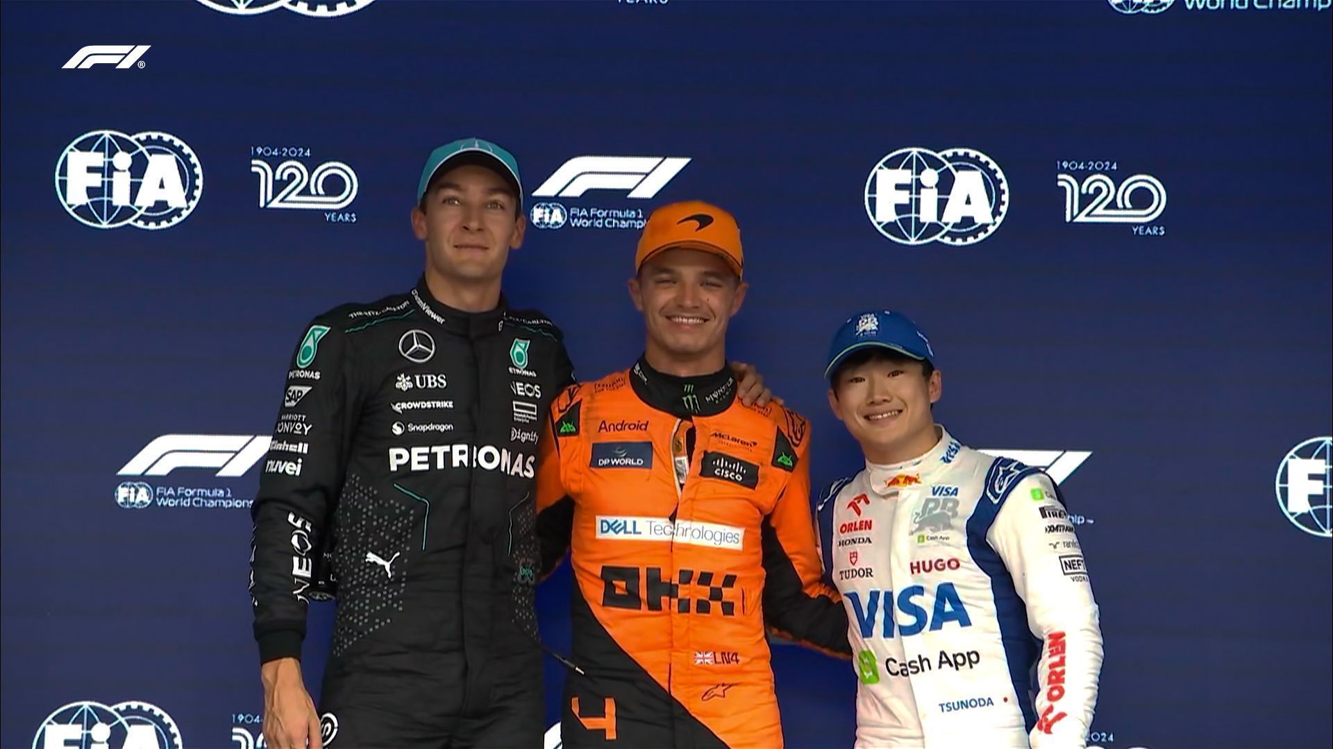 George Russel, Lando Norris e Yuki Tsunoda
