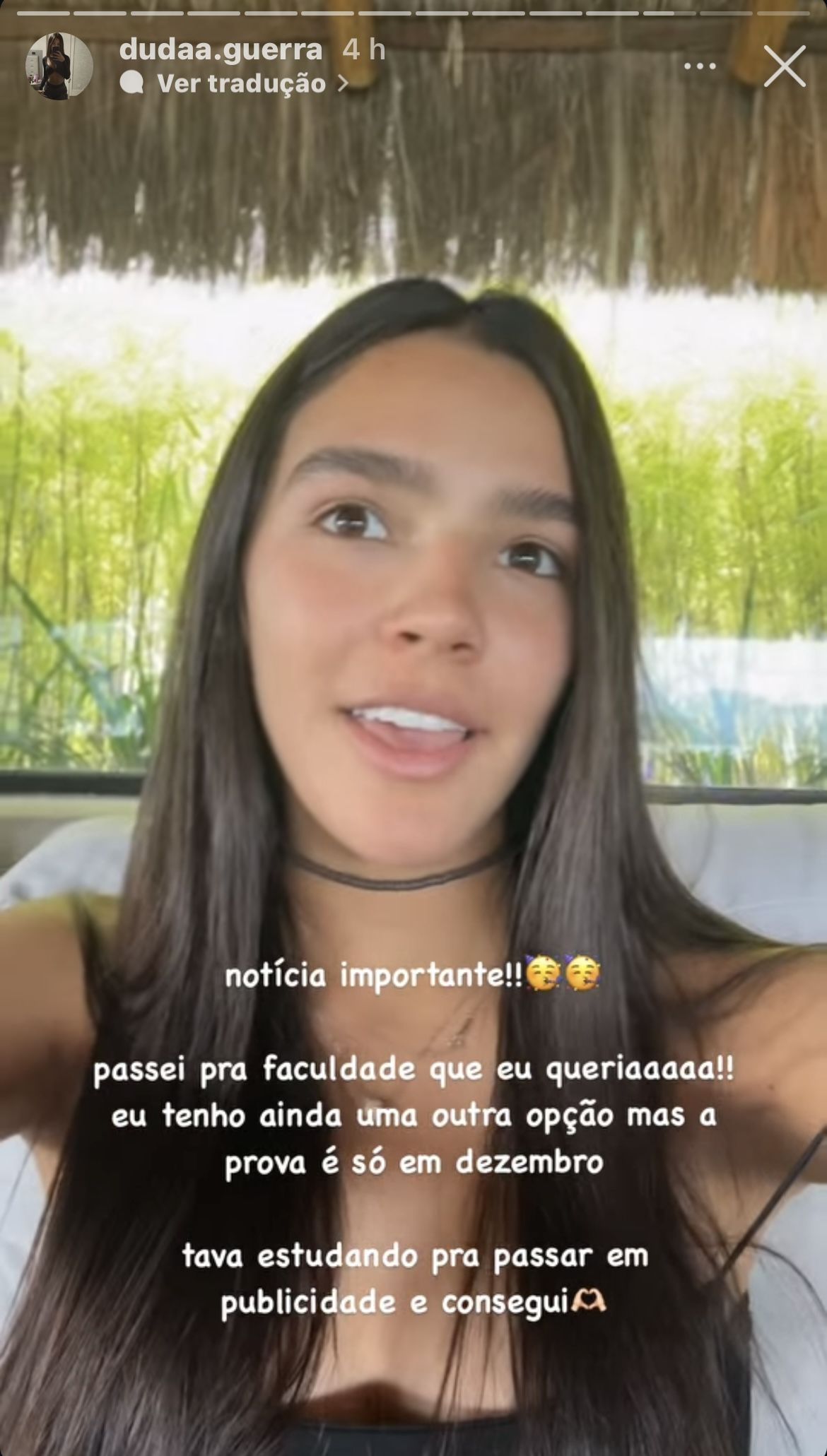 Duda Guerra está no segundo ano do ensino médio • Instagram/Duda Guerra
