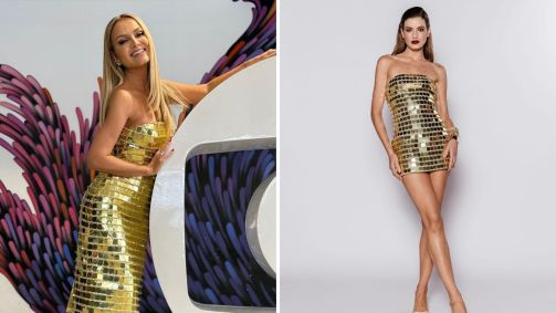 Eliana usa vestido Chart desfilado por Camila Queiroz