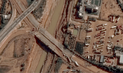 Imagens de satélite mostram destruição em Valência, na Espanha, após enchentes, em 31 de outubro de 2024