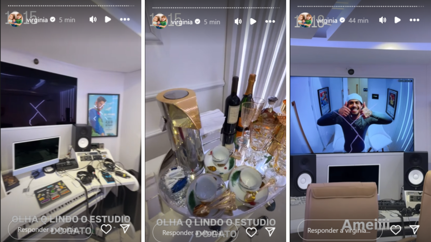 Virginia mostrou detalhes do estúdio de gravação de Zé Felipe • Instagram/Virginia