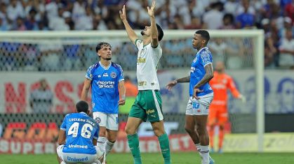 Flaco López comemora o gol da vitória do Palmeiras sobre o Bahia