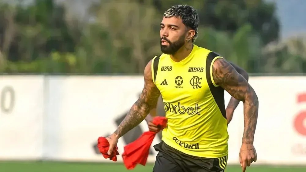 Gabigol em atividade no Ninho