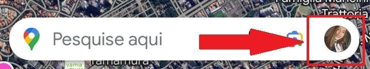 Clique no ícone do seu perfil na conta do Google, localizado ao lado da barra de pesquisar no Google Maps • Google Maps/Reprodução