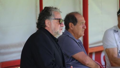 Julio Casares e Muricy Ramalho no CT do São Paulo