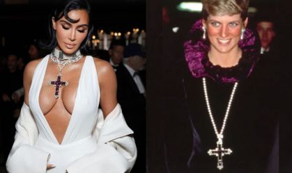Kim Kardashian usa famoso colar de crucifixo da Princesa Diana