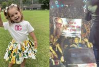 Fã leva cartaz de Maria Flor em show de Leonardo: "Floflo estourada"