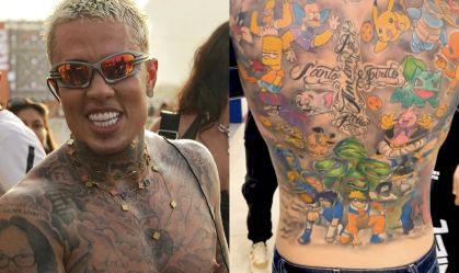 MC Daniel mostra tatuagem gigante que fez com anestesia geral; confira