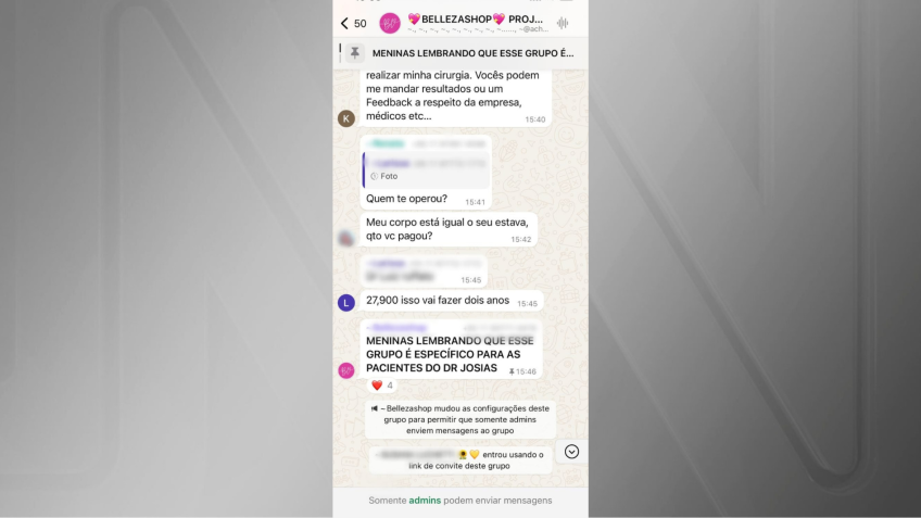 Mensagem do contato "Bellezashop" • Reprodução