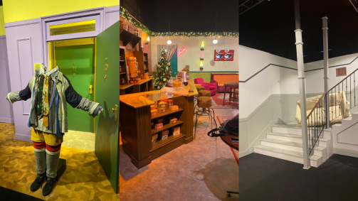 Montagem com fotos dos espaços da "The Friends Experience"