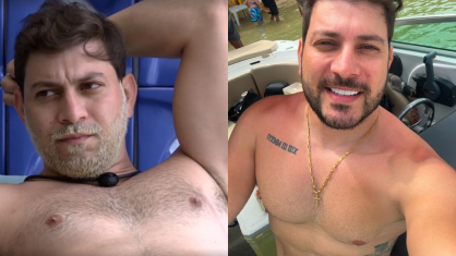Montagem com os peitos de Caio Afiune