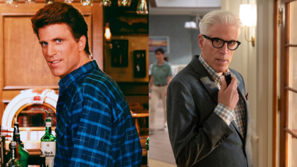 Montagem com Ted Danson em "Cheers" e "Um Espião Infiltrado"