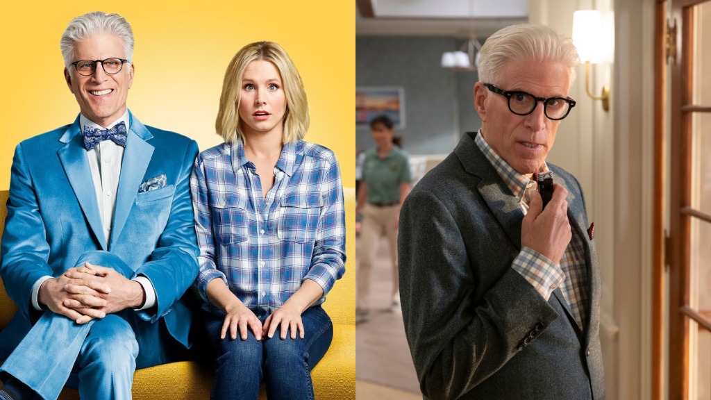 Montagem com imagens das séries "The Good Place" e "Um Espião Infiltrado"
