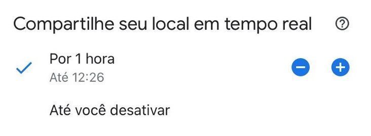 É possível escolher por quanto tempo sua localização em tempo real será compartilhada pelo Google Maps • Google Maps/Reprodução