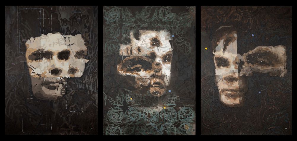 As pinturas retratam o cientista da computação, matemático e decifrador de códigos britânico Alan Turing • Sotheby’s via CNN Newsource