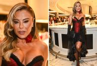 Poliana, sogra de Virginia, usa fantasia de cabaré em navio de Leonardo