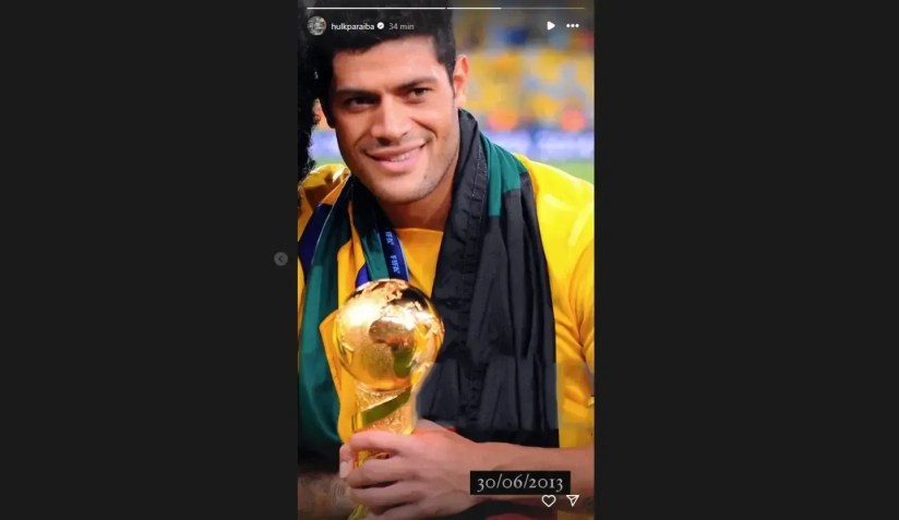 Postagem de Hulk nas redes sociais • Reprodução