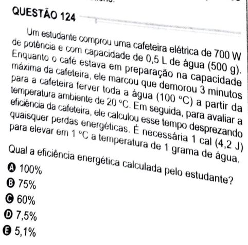 Questão 124 do caderno verde do Enem 2024 • Inep