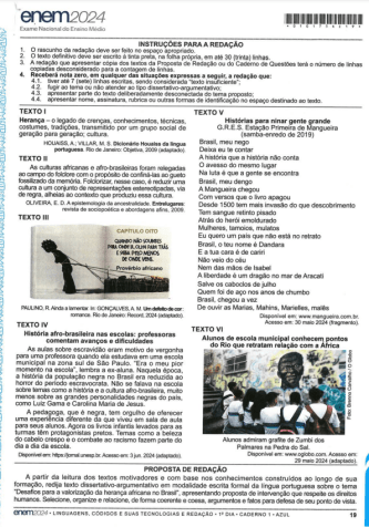Tema da redação do Enem 2024 e textos de apoio • Inep