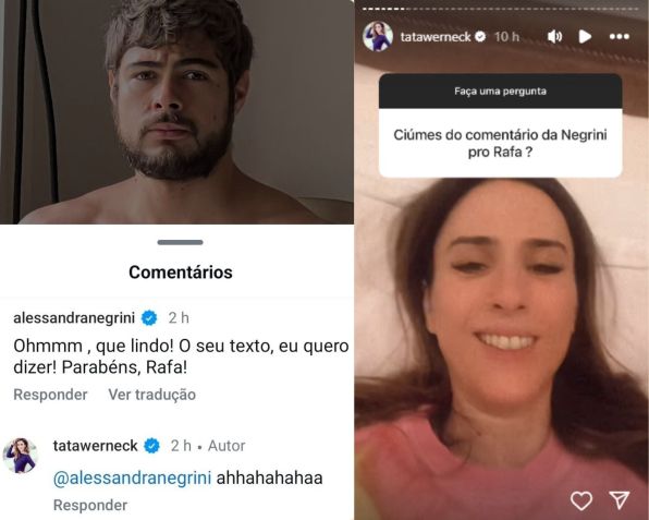 Tatá Werneck fala sobre comentário deixado por Alessandra Negrini em foto de Rafael Vitti • Instagram/Tatá Werneck